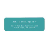 Turquoise Elegant Classic Simple Return Address Etiket (Voorkant)