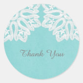 Turquoise Elegant Lace Dank je Stickers (Voorkant)
