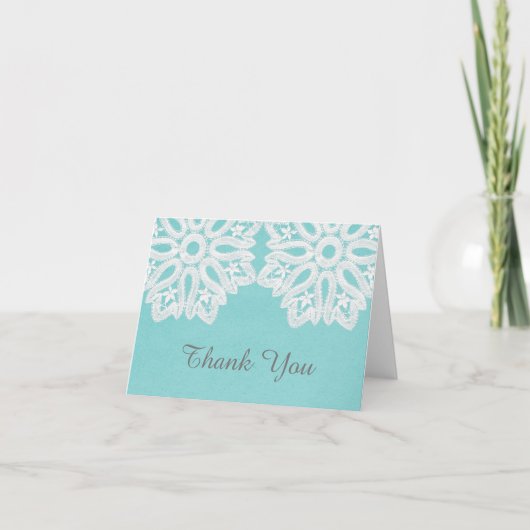 Turquoise Elegant Lace Hartelijk dank Bedankkaart (Voorkant)