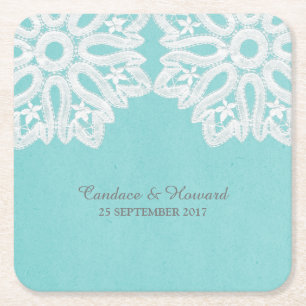 Turquoise Elegant Lace Paper Onderzetters