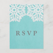 Turquoise Elegant Lace RSVP Briefkaart (Voorkant)