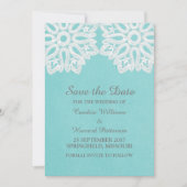 Turquoise Elegant Lace Save the Date Invite (Voorkant)