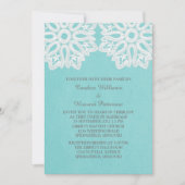 Turquoise Elegant Lace Wedding Invite Kaart (Voorkant)