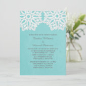 Turquoise Elegant Lace Wedding Invite Kaart (Staand voorkant)