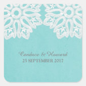 Turquoise Elegant Lace Wedding Stickers (Voorkant)