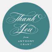Turquoise Elegant Script Afstudeer Dank Je Wel Ronde Sticker (Voorkant)
