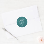 Turquoise Elegant Script Afstudeer Dank Je Wel Ronde Sticker (Envelop)