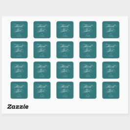 Turquoise Elegant Script Afstuderen Bedankt Vierkante Sticker
