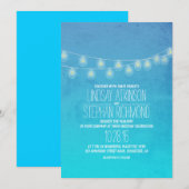 Turquoise Elegant String Lights Huwelijksuitnodigi Kaart (Voorkant / Achterkant)