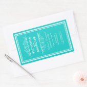 Turquoise Elegante Bruiloft Monogram Wijnfles Rechthoekige Sticker (Envelop)