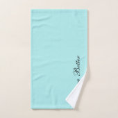 Turquoise Elegante Handgeschreven Naam Handtekenin Bad Handdoek (Handdoek)