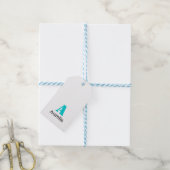 Turquoise Elegante Initiaal Zwarte Naam | Modern Cadeaulabel (Met Touw)