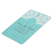 Turquoise Elegante Kant Save the Date Flexi Magnee Magneet (Linkerzijde)