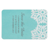 Turquoise Elegante Kant Save the Date Flexi Magnee Magneet (Horizontaal)