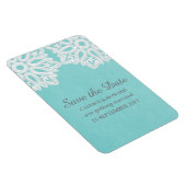 Turquoise Elegante Kant Save the Date Flexi Magnee Magneet (Rechterzijde)