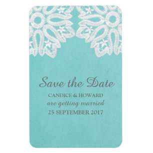Turquoise Elegante Kant Save the Date Flexi Magnee Magneet