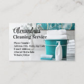 Turquoise elegante schoonmaakservice Huishouden Visitekaartje (Voorkant)