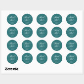 Turquoise Elegante Script Afstudeer Dank Je Wel Ronde Sticker (Vel)