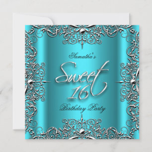 Turquoise Elegante Sweet Sixteen 16 Verjaardagsfee Kaart