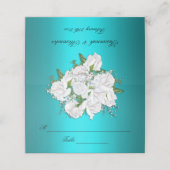 Turquoise elegantie en witte rozen bruiloft plaatskaartje (Buitenkant ongevouwen)