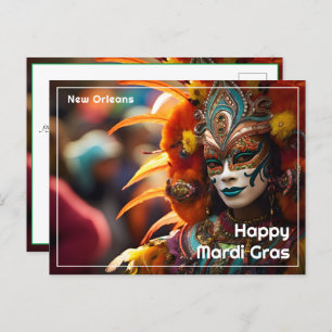 💜💛Turquoise elegantie: Mardi Gras Radiance Briefkaart
