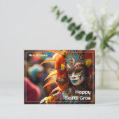 💜💛Turquoise elegantie: Mardi Gras Radiance Briefkaart (Staand voorkant)