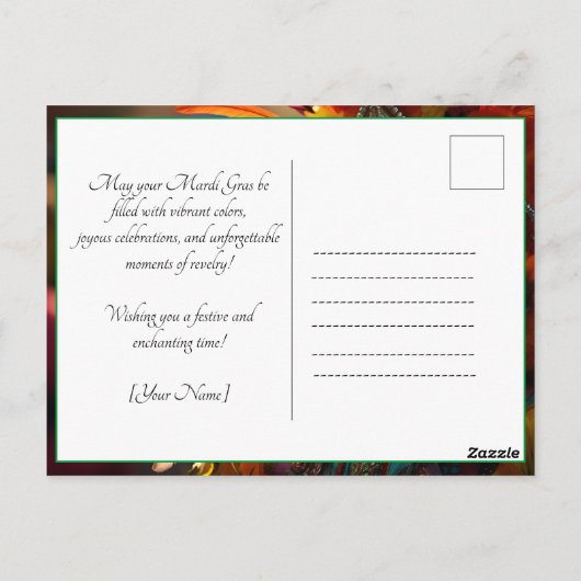 💜💛Turquoise elegantie: Mardi Gras Radiance Briefkaart (Achterkant)