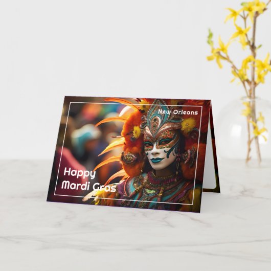 💜💛Turquoise elegantie: Mardi Gras Radiance Kaart (Gele Bloem)