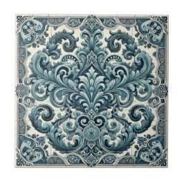 Turquoise Elegantie - Portugese Geïnspireerd Desig Tegeltje