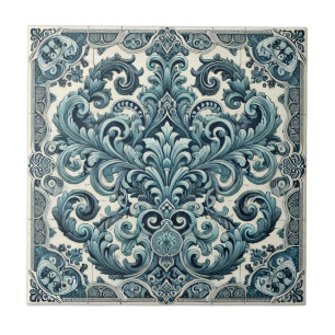 Turquoise Elegantie - Portugese Geïnspireerd Desig Tegeltje