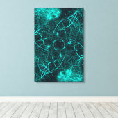 Turquoise Elektrische Energie Web Fractale Kunst Canvas Afdruk (Insitu (Houten vloer))