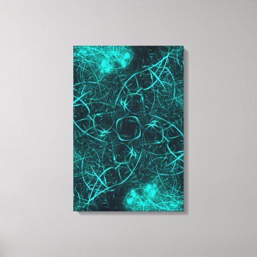 Turquoise Elektrische Energie Web Fractale Kunst Canvas Afdruk (Voorkant)
