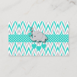 Turquoise Elephant Baby shower Boek Raffle Informatiekaartje