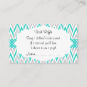 Turquoise Elephant Baby shower Boek Raffle Informatiekaartje (Achterkant)