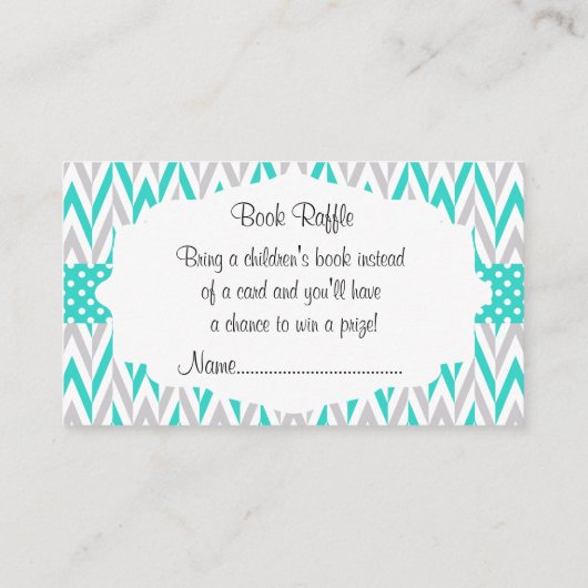 Turquoise Elephant Baby shower Boek Raffle Informatiekaartje (Achterkant)