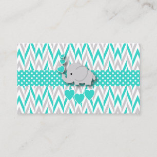 Turquoise Elephant Baby shower Book Raffle Informatiekaartje