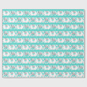 Turquoise Elephant Baby shower Cadeaupapier (Vlak)