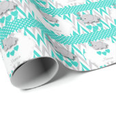 Turquoise Elephant Baby shower Cadeaupapier (Rol Hoek)