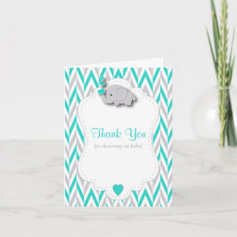Turquoise Elephant Baby shower Hartelijk dank Bedankkaart