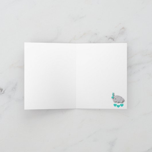 Turquoise Elephant Baby shower Hartelijk dank Bedankkaart (Binnen)