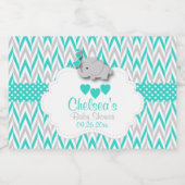 Turquoise Elephant Baby shower Voedselcontainer Etiket (Enkel label)