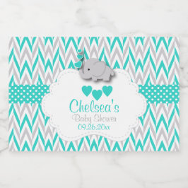 Turquoise Elephant Baby shower Voedselcontainer Etiket
