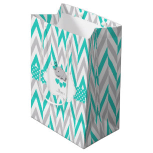 Turquoise Elephant Design - Baby Boy Shower Medium Cadeauzakje