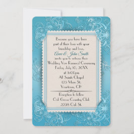 Turquoise Embossed Vow Renewal Wedding Kaart