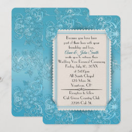 Turquoise Embossed Vow Renewal Wedding Kaart