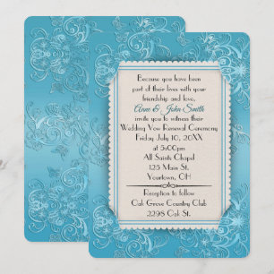Turquoise Embossed Vow Renewal Wedding Kaart
