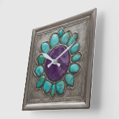 Turquoise en Amethyst Jewel Toned Vierkante Klok (Hoek)