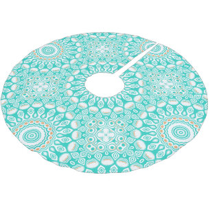 Turquoise en Beige Coastal Mandala Design Kerstboom Rok