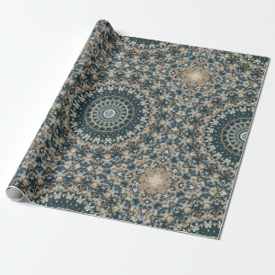 Turquoise en Beige Mandala Patroonontwerp Cadeaupapier