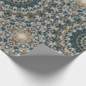 Turquoise en Beige Mandala Patroonontwerp Cadeaupapier (Hoek)